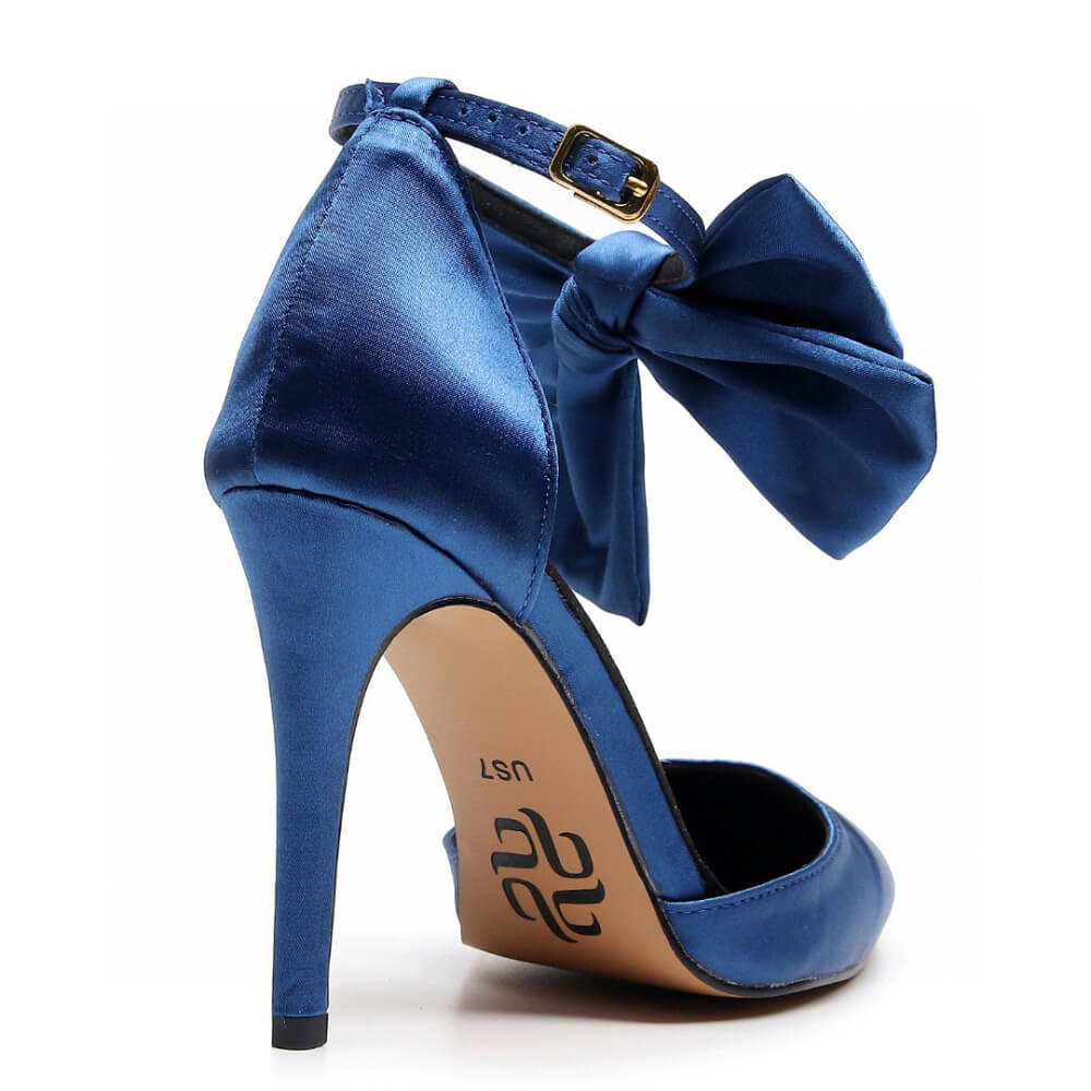 Sharlie - Navy Satin - Street Sole