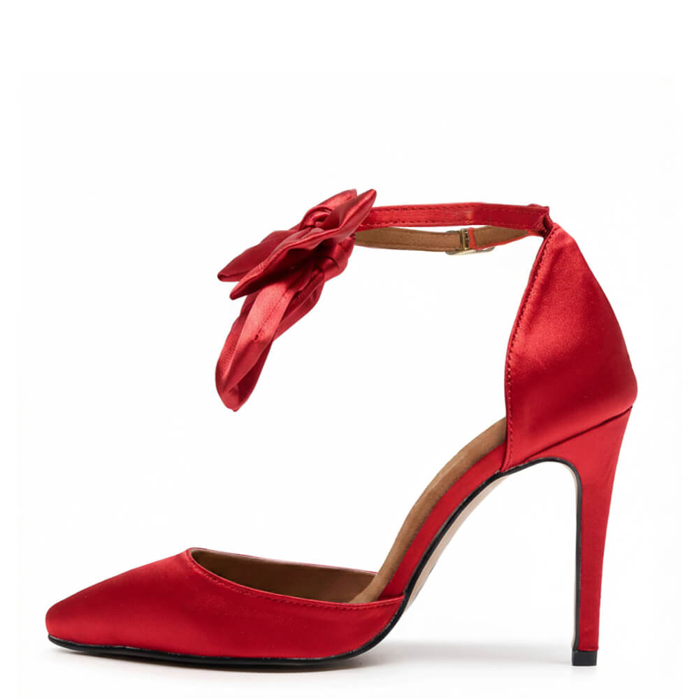 Sharlie - Satin rouge foncé - Semelle Street