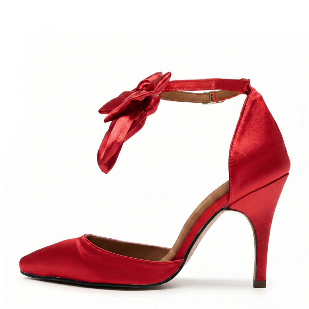 Sharlie - Satin rouge foncé - Semelle Street