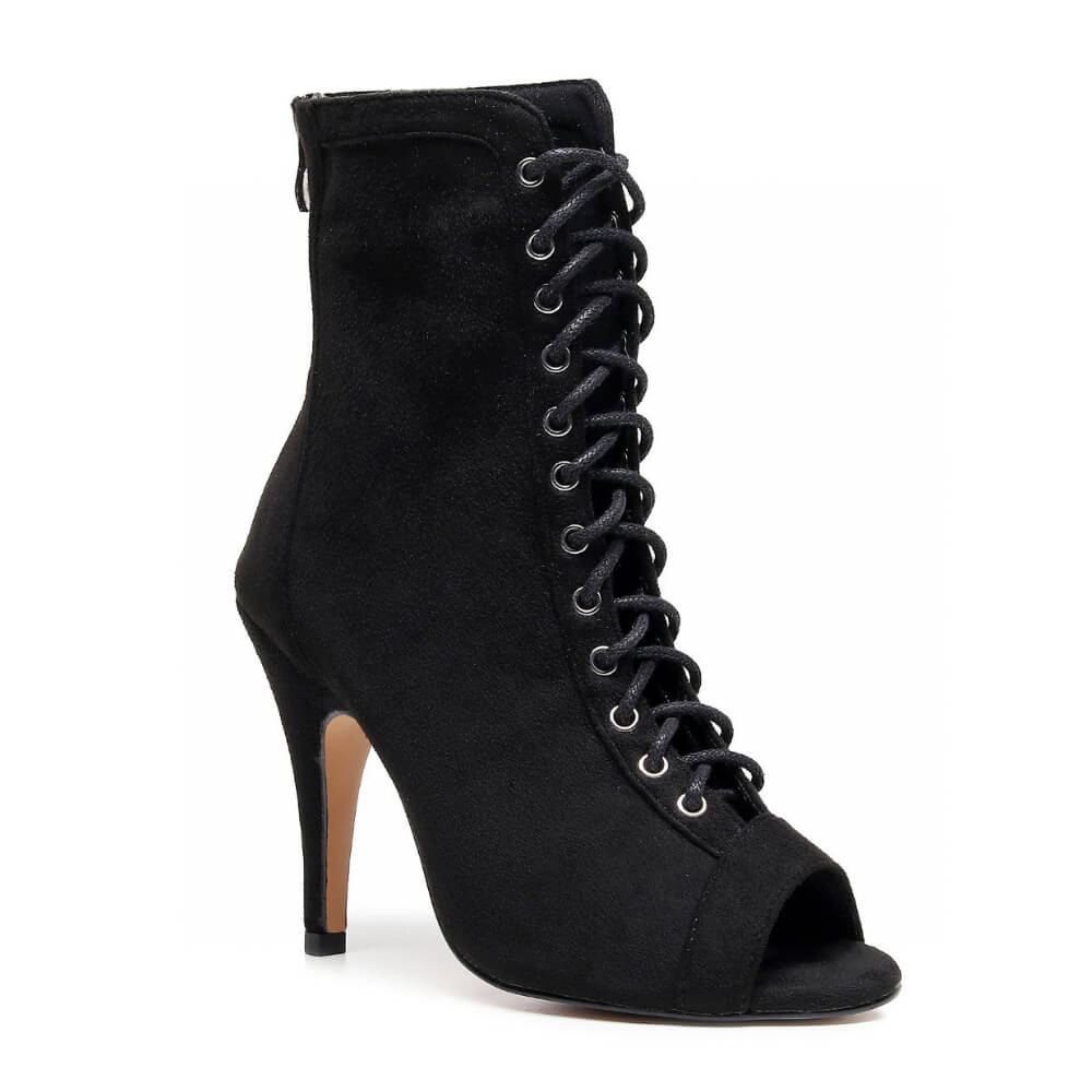 Sierralynn - Black Vegan Suede - Suede Sole - Dance Floor Only