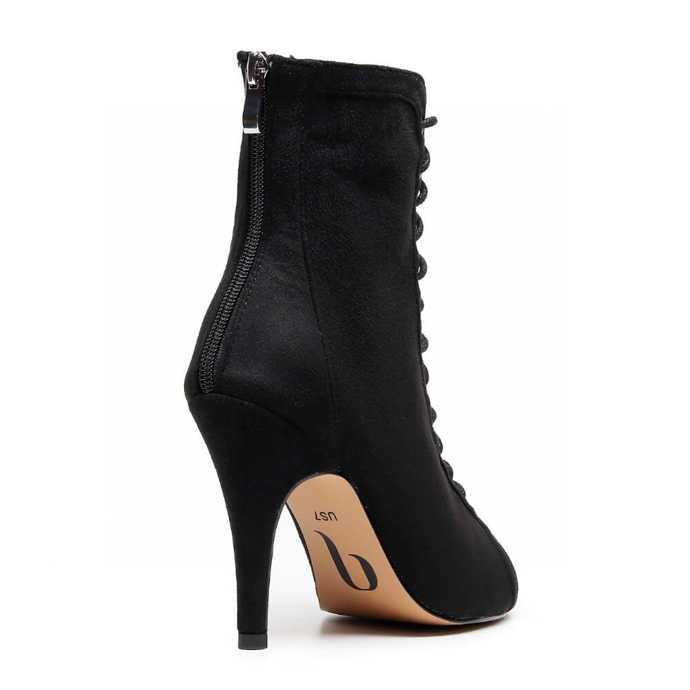 Sierralynn - Black Vegan Suede - Suede Sole - Dance Floor Only