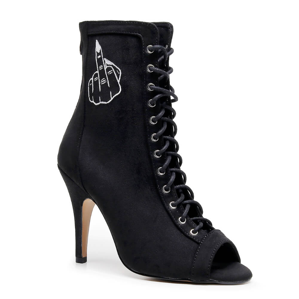 Sierralynn Embroidery - Daim Noir Végan FU Patriarcat - Semelle Urbaine