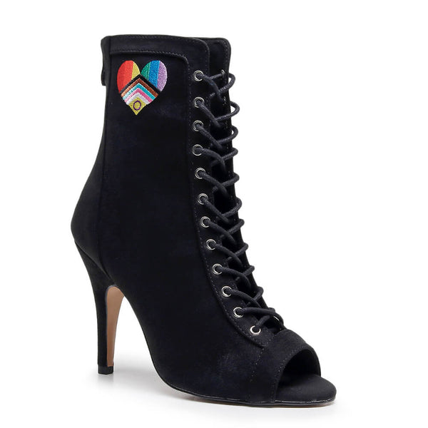 Sierralynn Embroidery - Vegan Suede Black Pride Heart - Street Sole