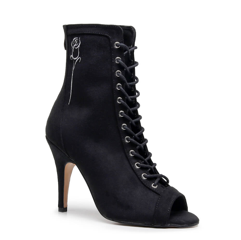 Sierralynn Embroidery - Vegan Suede Black Rose - Street Sole