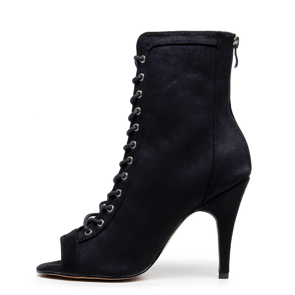 Sierralynn Broderie - Rose noire en suède végétalien - Semelle Street