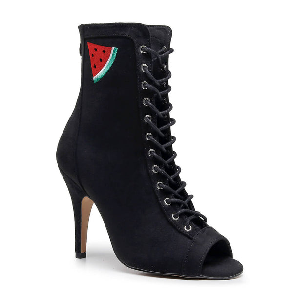 Sierralynn Embroidery - Vegan Suede Black Watermelon - Street Sole