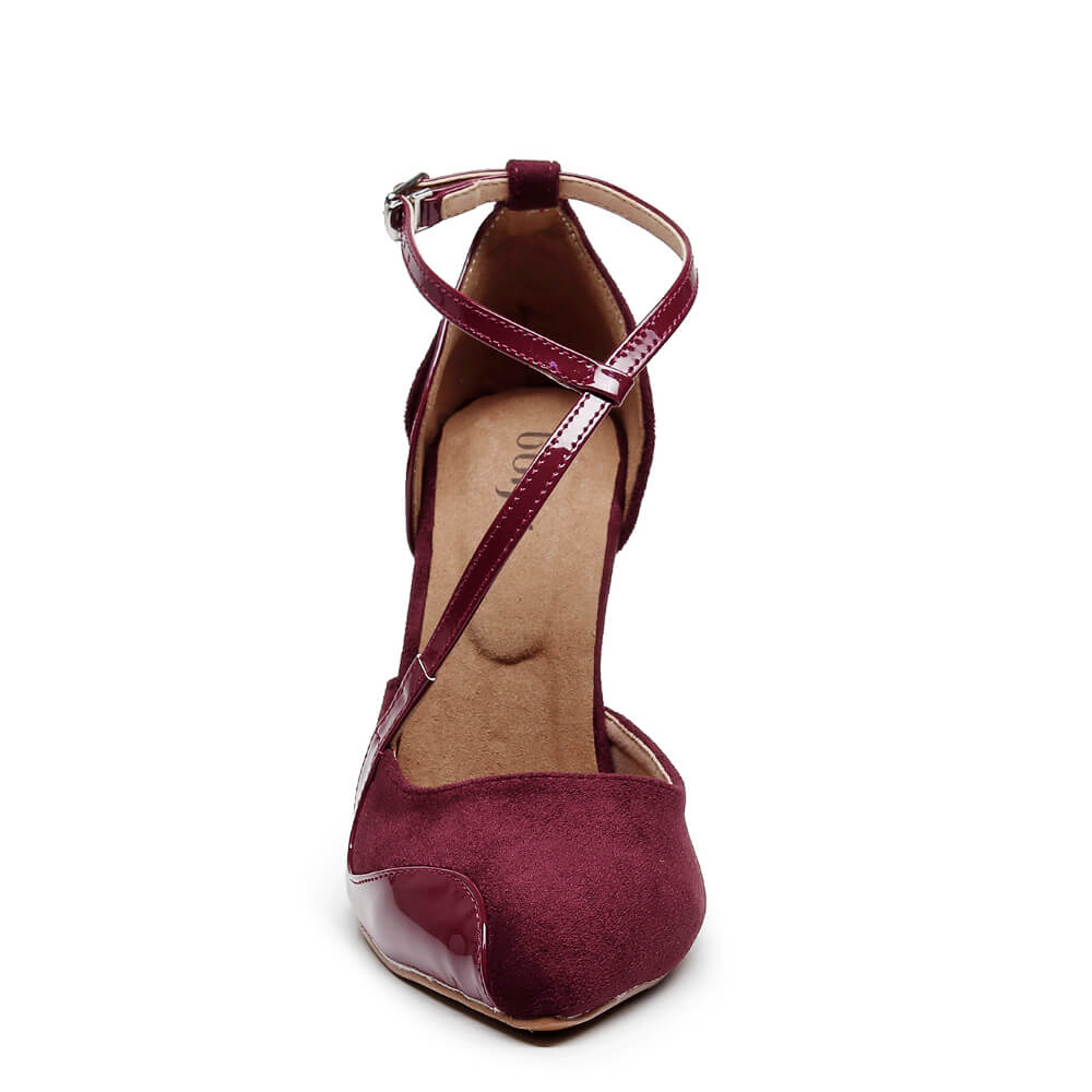 Silana - Burgundy Suede and Patent - Street Sole