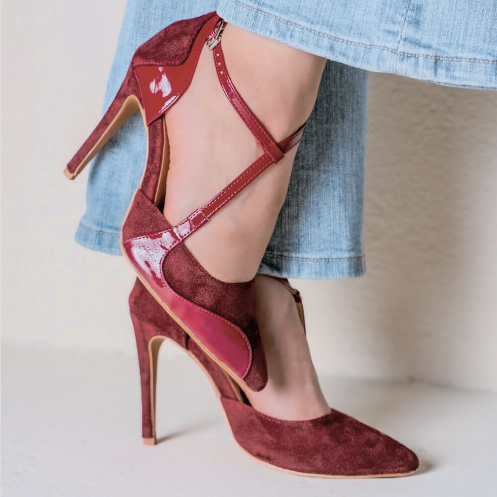 Silana - Burgundy Suede and Patent - Street Sole