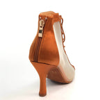 Simona - Tan Satin - Suede Sole - Dance Floor Only