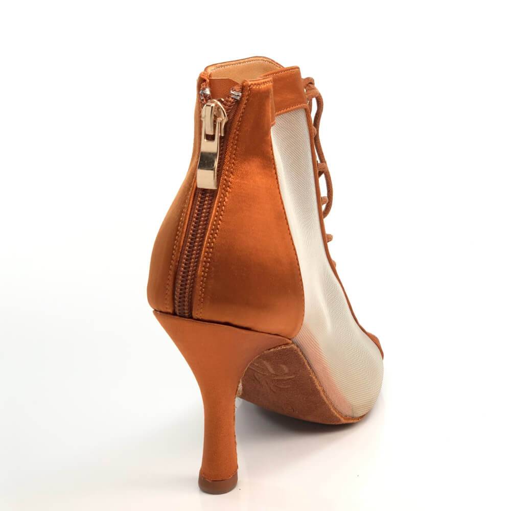 Simona - Tan Satin - Suede Sole - Dance Floor Only