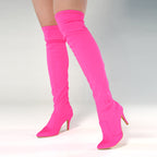 Skye Size Inclusive - Hot Pink Lycra - Street Sole - Thigh Variant One