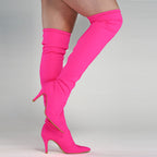 Skye Size Inclusive - Hot Pink Lycra - Street Sole - Thigh Variant One