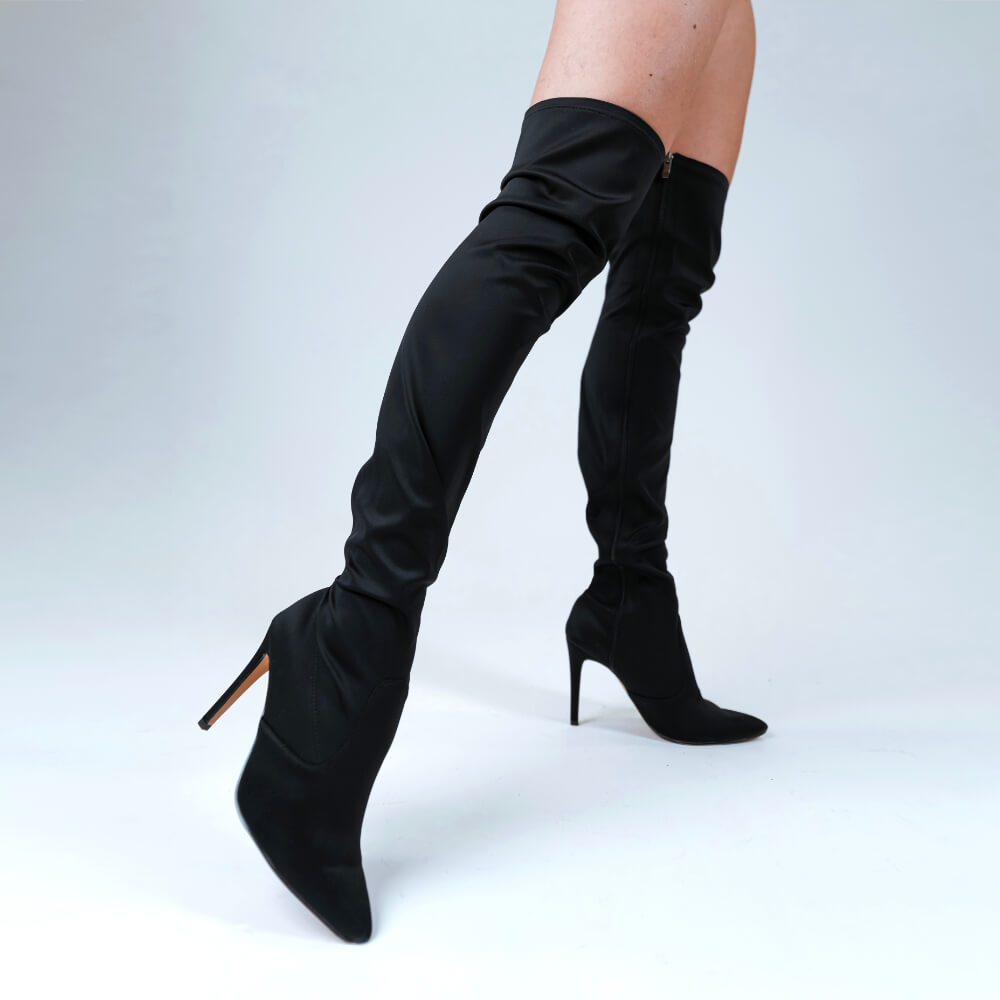 Skye Size Inclusive - Black Lycra - Street Sole - Thigh Variant One