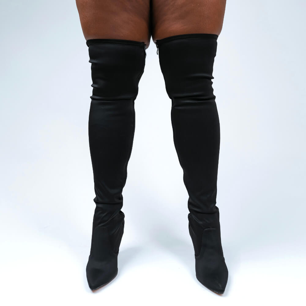 Skye Size Inclusive - Hot Pink Lycra - Street Sole - Thigh Variant Two