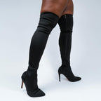 Skye Size Inclusive - Hot Pink Lycra - Street Sole - Thigh Variant Two