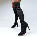 Skye Size Inclusive - Hot Pink Lycra - Street Sole - Thigh Variant Three