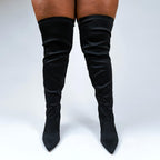 Skye Size Inclusive - Hot Pink Lycra - Street Sole - Thigh Variant Three