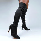 Skye Size Inclusive - Hot Pink Lycra - Street Sole - Thigh Variant Three