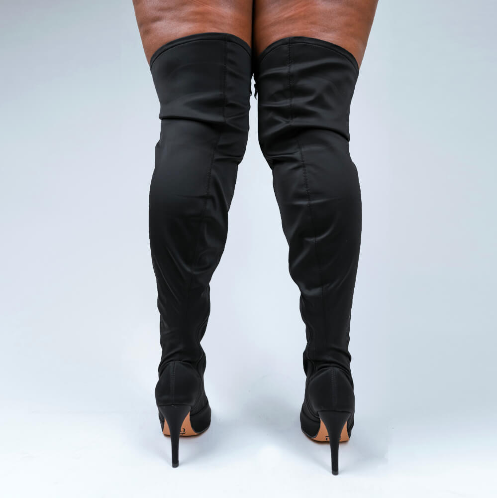 Skye Size Inclusive - Hot Pink Lycra - Street Sole - Thigh Variant Three