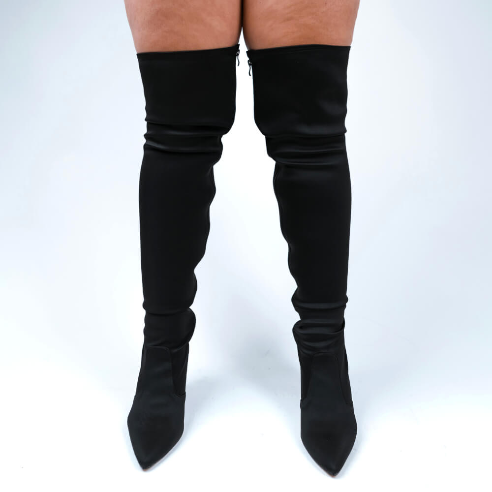 Skye Size Inclusive - Hot Pink Lycra - Street Sole - Thigh Variant Four