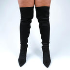 Skye Size Inclusive - Hot Pink Lycra - Street Sole - Thigh Variant Four