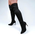 Skye Size Inclusive - Hot Pink Lycra - Street Sole - Thigh Variant Four