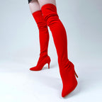 Skye Size Inclusive - Red Lycra - Street Sole - Thigh Variant One