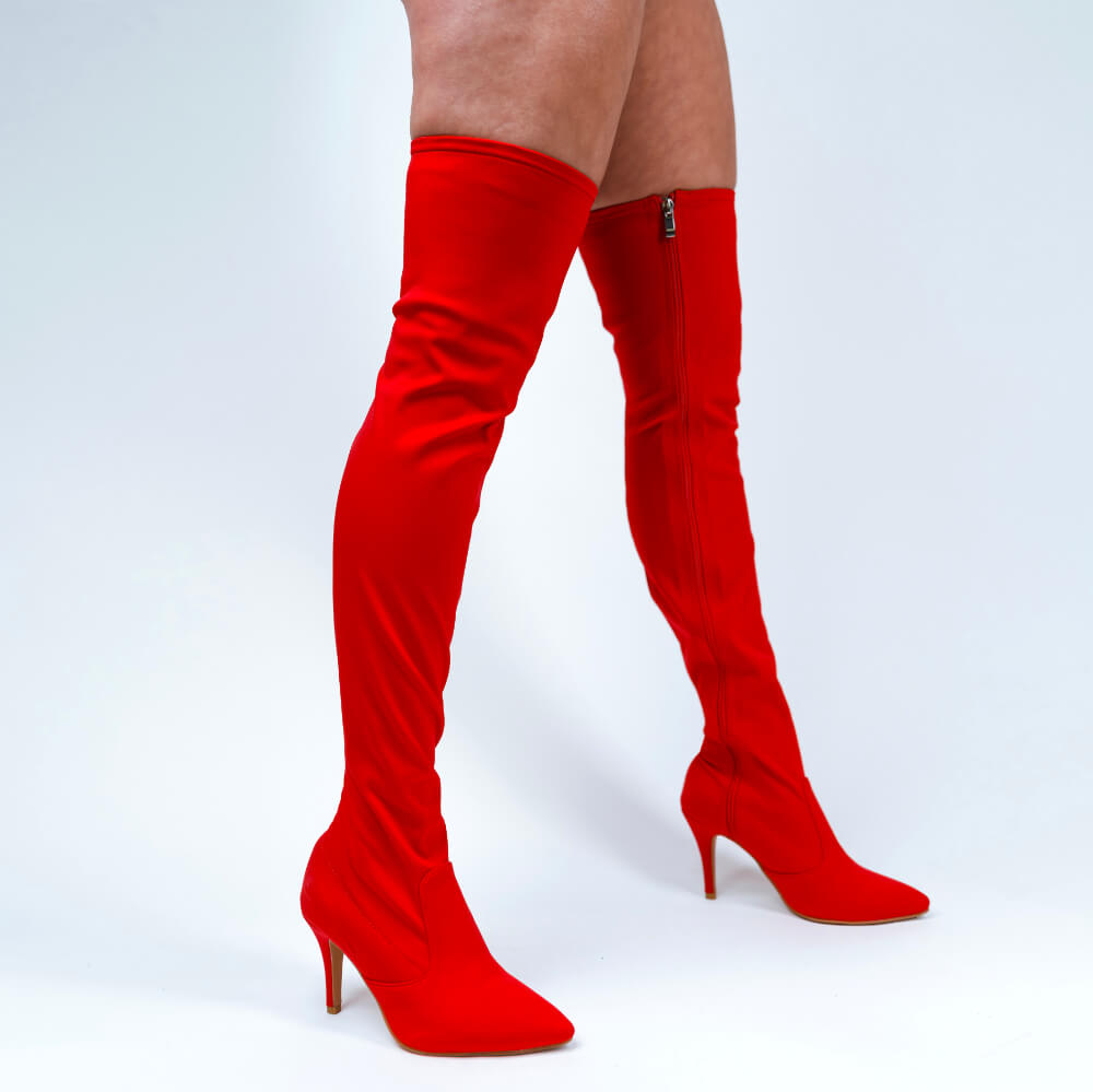 Skye Size Inclusive - Red Lycra - Street Sole - Thigh Variant Zero