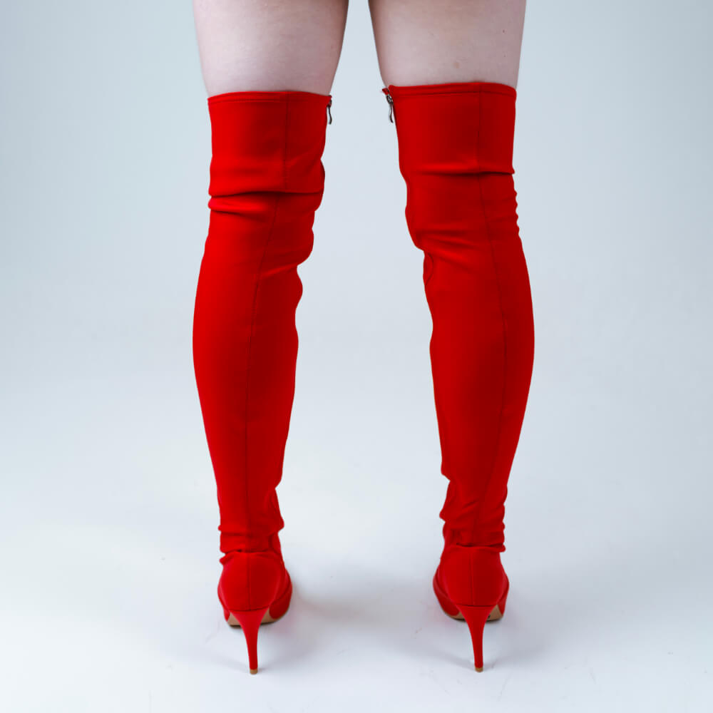 Skye Size Inclusive - Red Lycra - Street Sole - Thigh Variant One