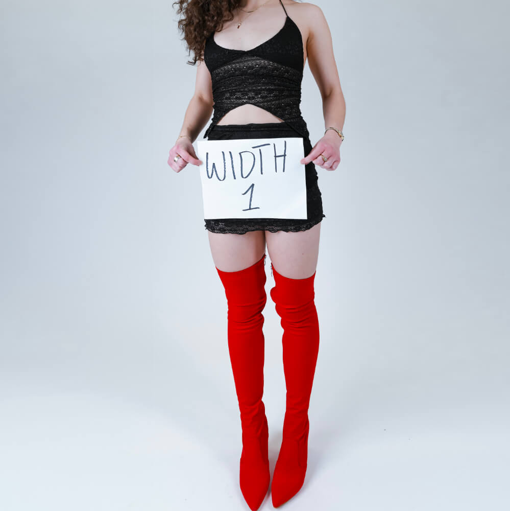 Skye Size Inclusive - Red Lycra - Street Sole - Thigh Variant One