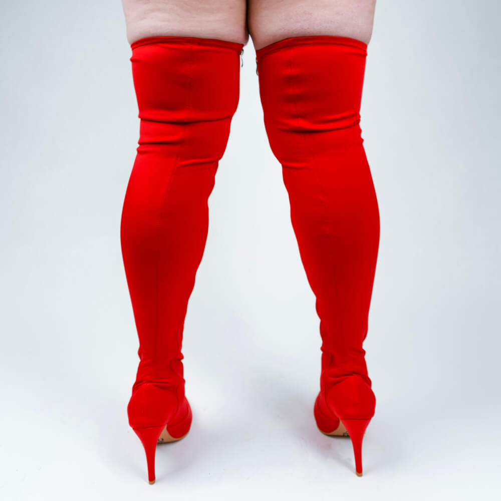 Skye Size Inclusive - Hot Pink Lycra - Street Sole - Thigh Variant Three