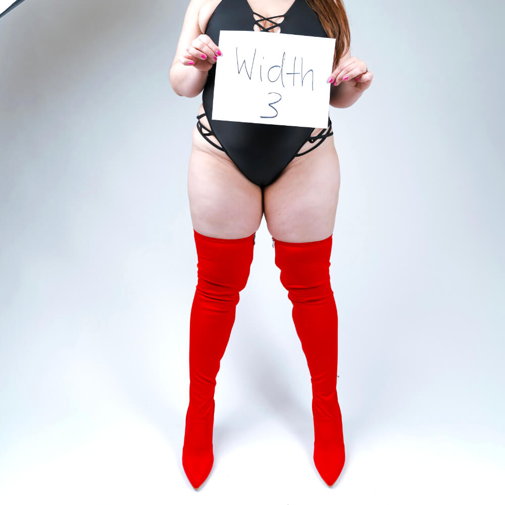 Skye Size Inclusive - Hot Pink Lycra - Street Sole - Thigh Variant Three