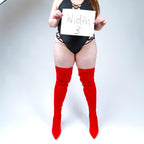 Skye Size Inclusive - Hot Pink Lycra - Street Sole - Thigh Variant Three