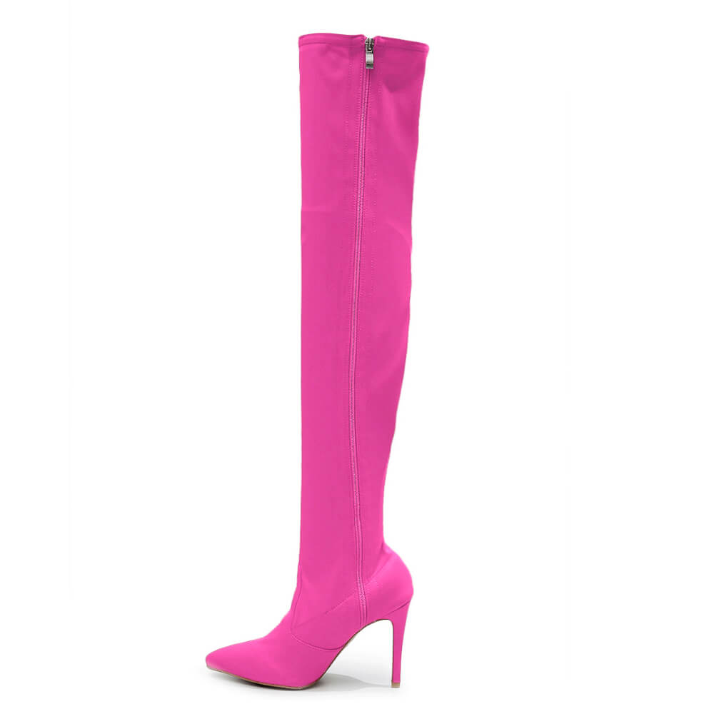 Skye Size Inclusive - Hot Pink Lycra - Street Sole - Thigh Variant Zero