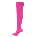 Skye Size Inclusive - Hot Pink Lycra - Street Sole - Thigh Variant One