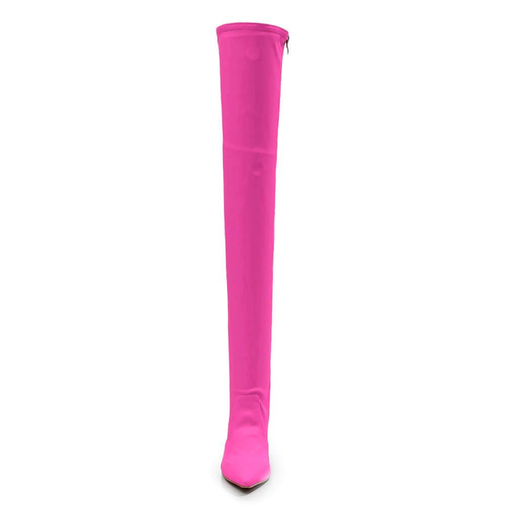Skye Size Inclusive - Hot Pink Lycra - Street Sole - Thigh Variant One
