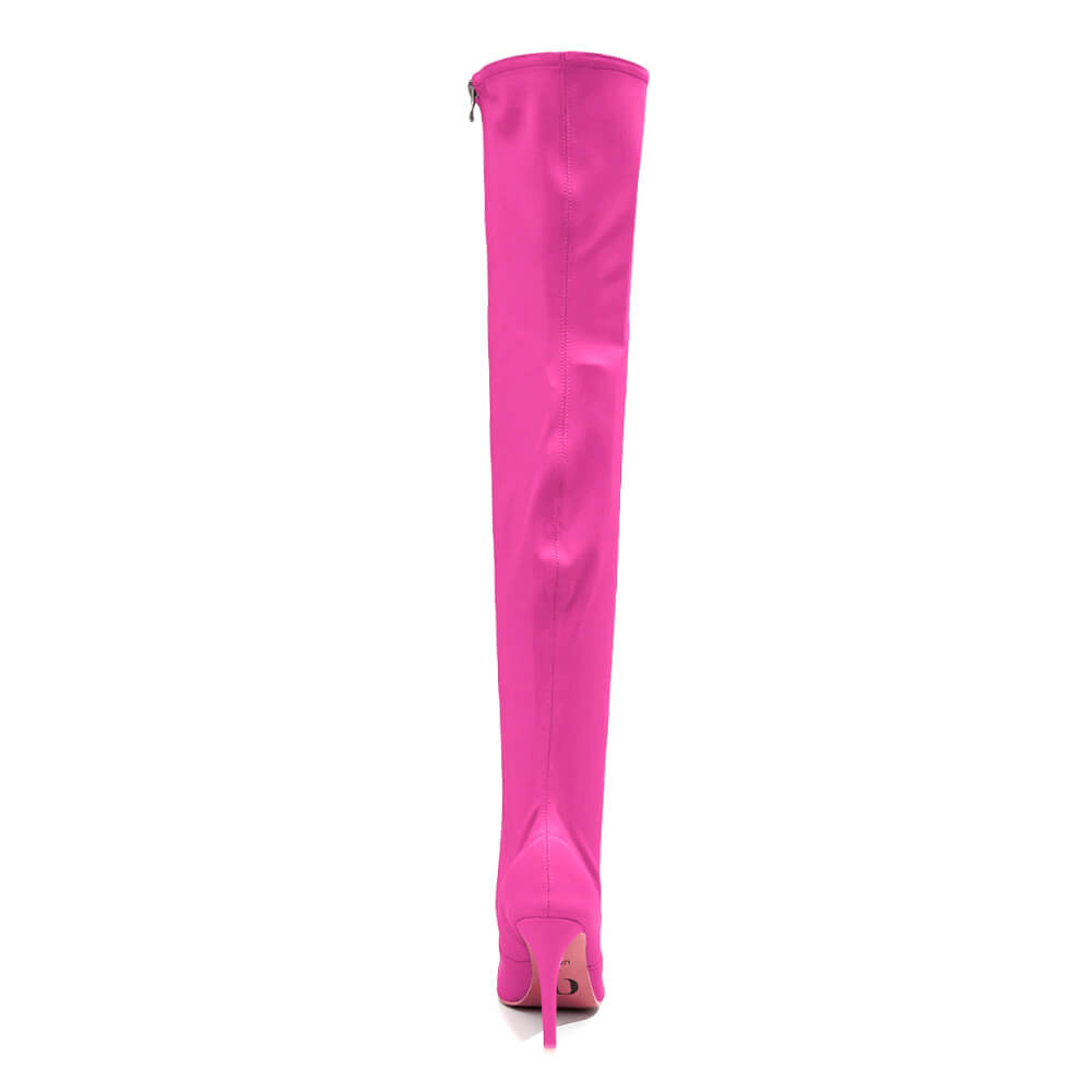 Skye Size Inclusive - Hot Pink Lycra - Street Sole - Thigh Variant One