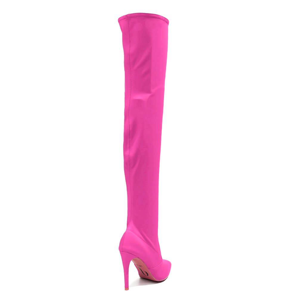 Skye Size Inclusive - Hot Pink Lycra - Street Sole - Thigh Variant One