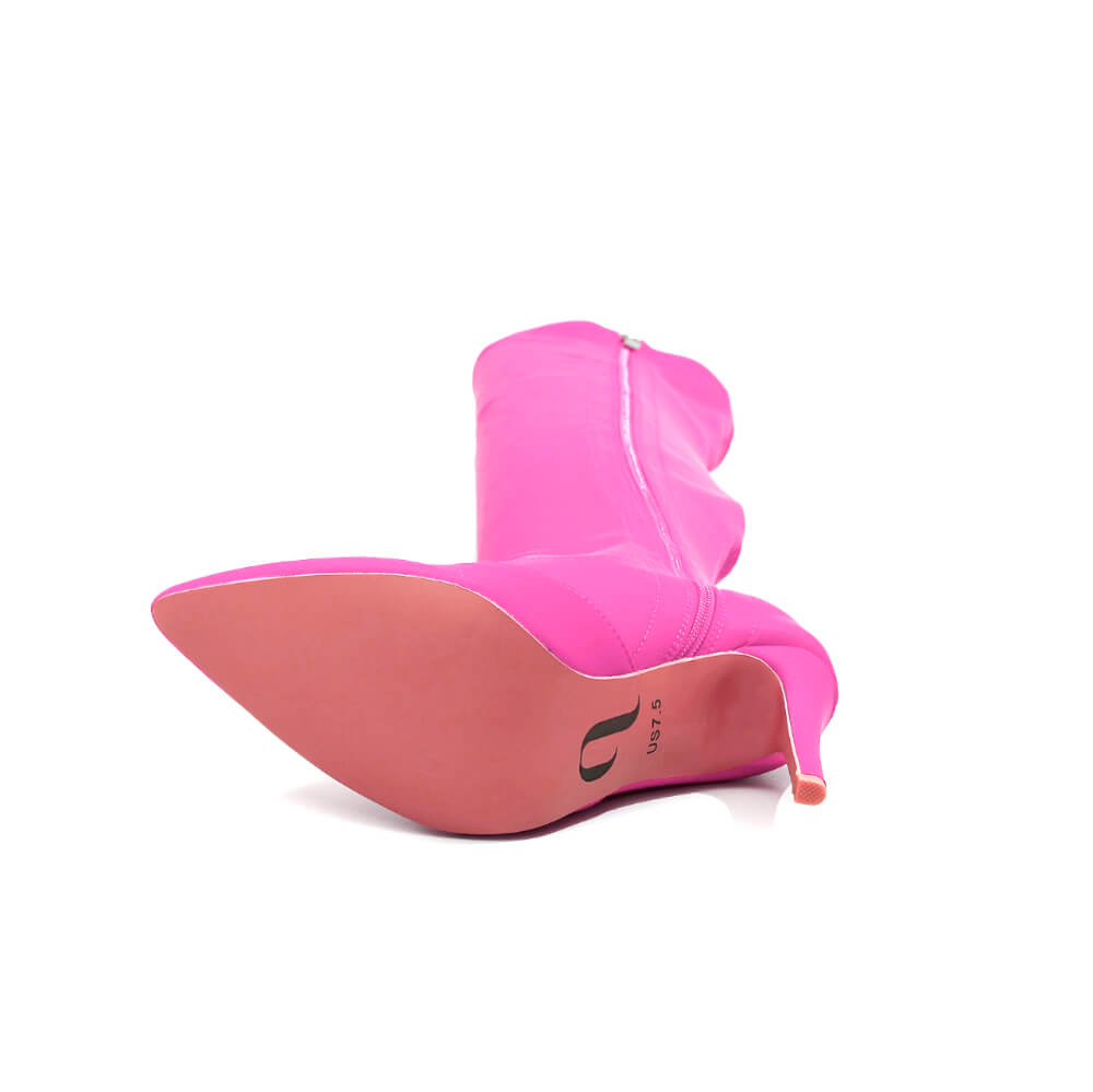 Skye Size Inclusive - Hot Pink Lycra - Street Sole - Thigh Variant One