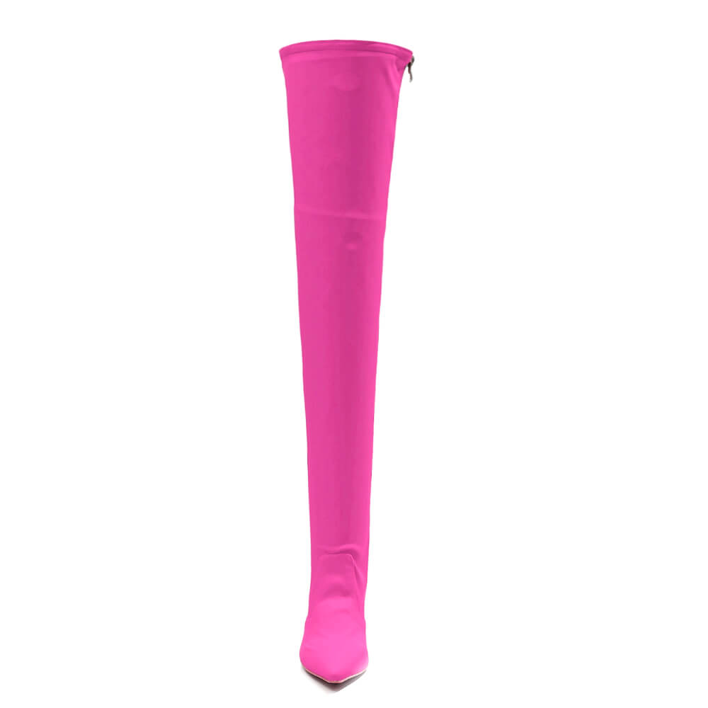 Skye Size Inclusive - Hot Pink Lycra - Street Sole - Thigh Variant Two