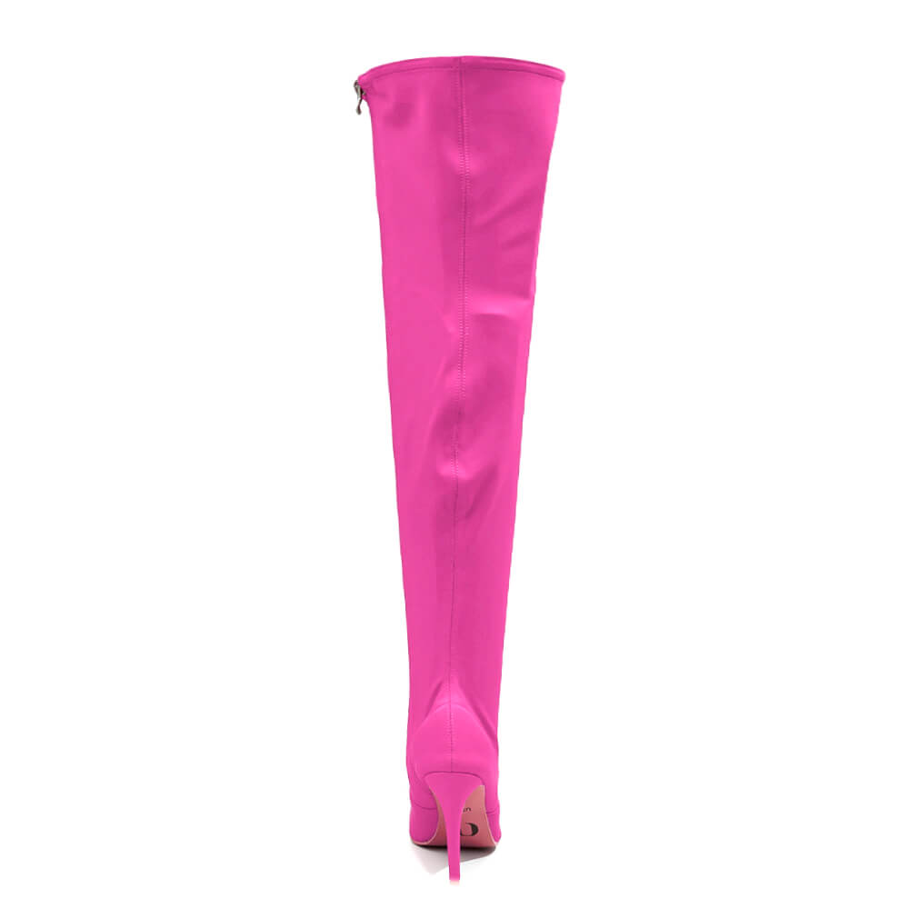 Skye Size Inclusive - Hot Pink Lycra - Street Sole - Thigh Variant Two