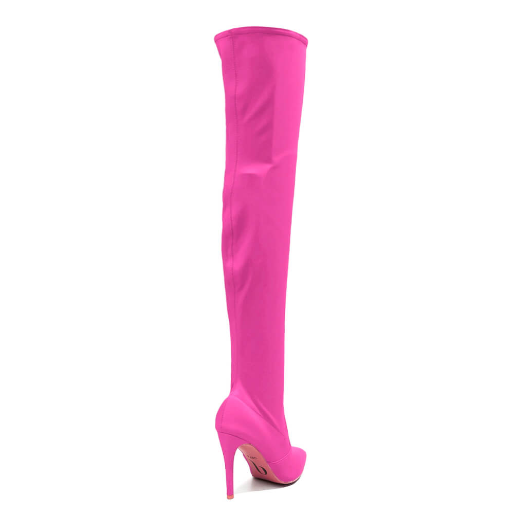 Skye Size Inclusive - Hot Pink Lycra - Street Sole - Thigh Variant Two