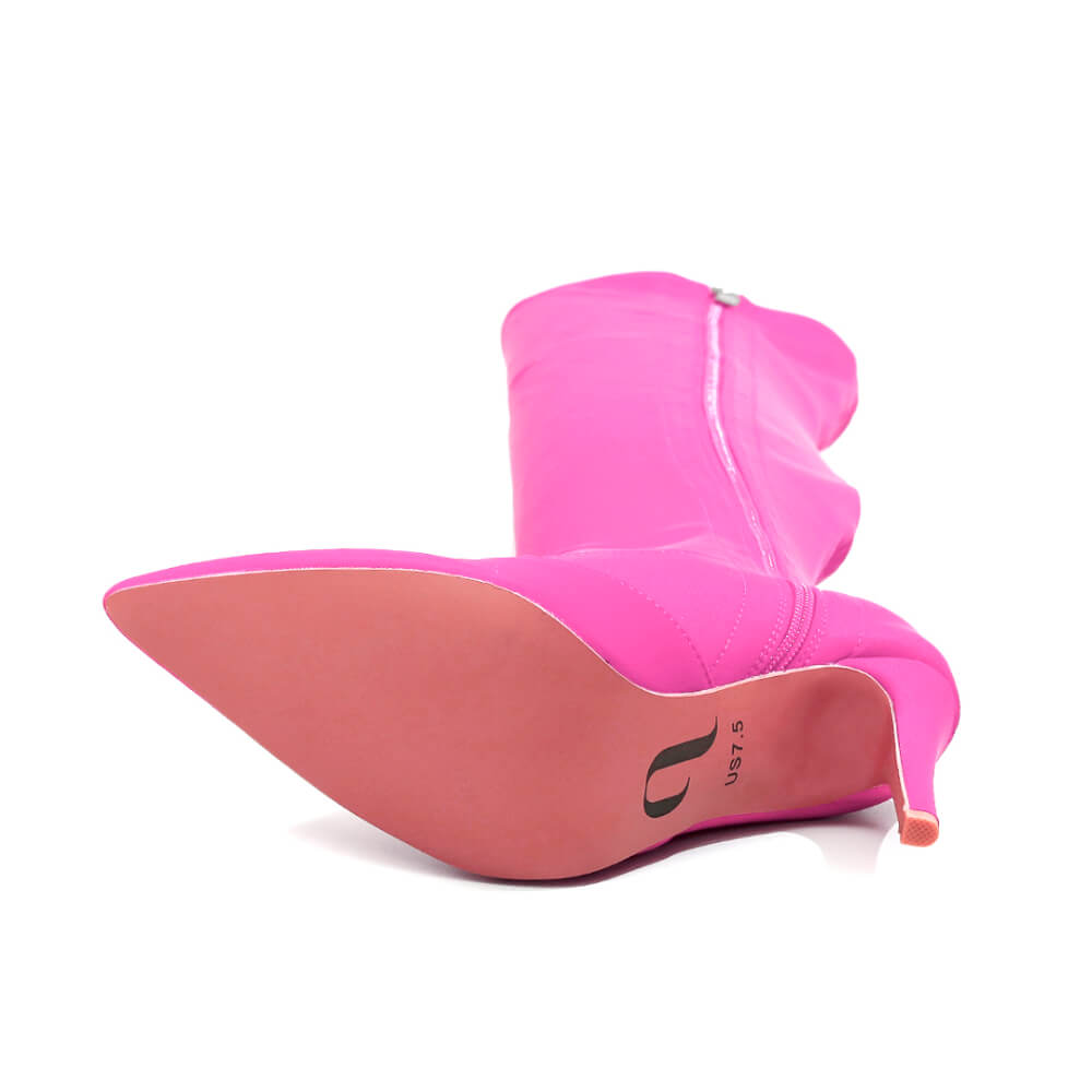 Skye Size Inclusive - Hot Pink Lycra - Street Sole - Thigh Variant Two