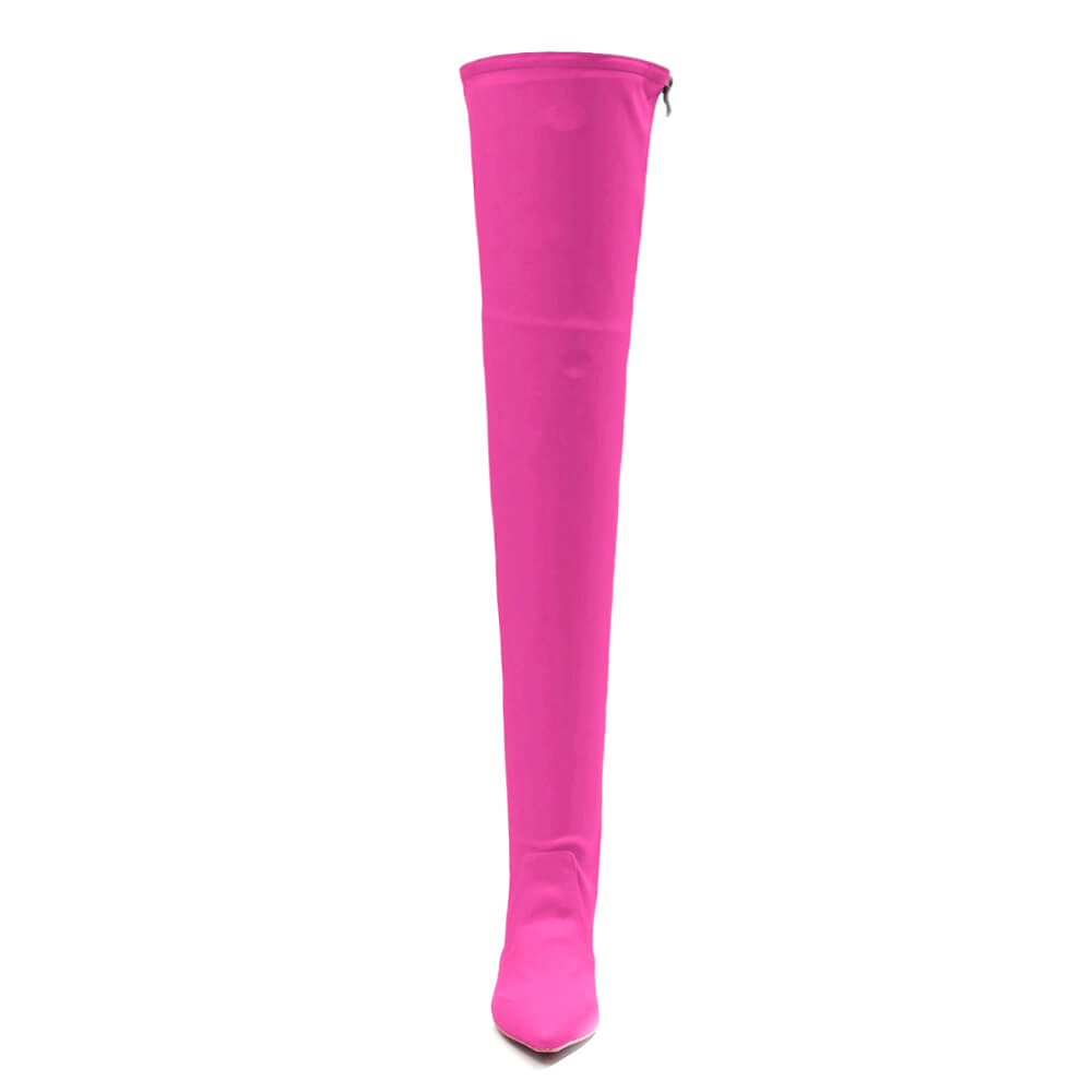 Skye Size Inclusive - Hot Pink Lycra - Street Sole - Thigh Variant Three