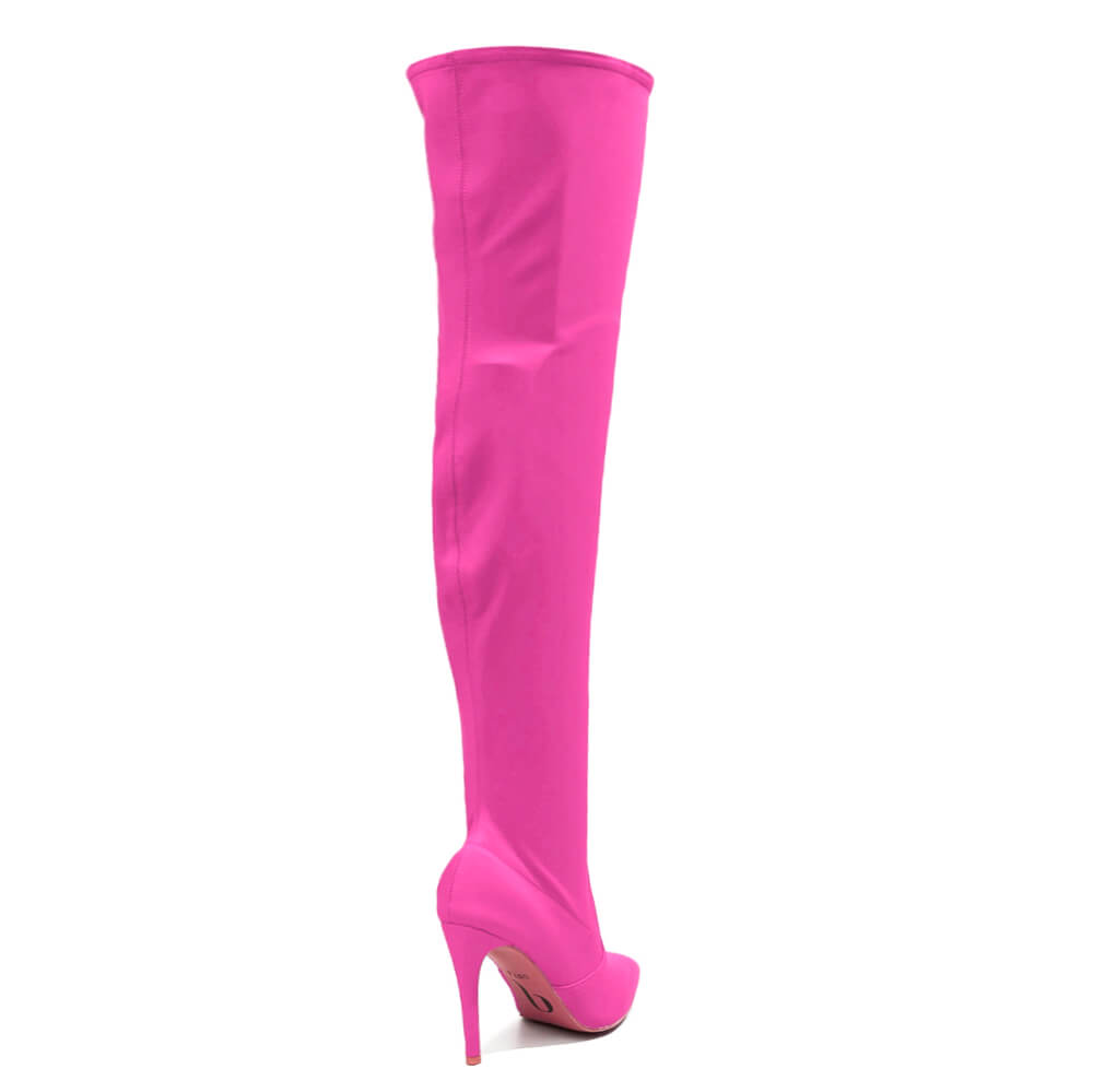 Skye Size Inclusive - Hot Pink Lycra - Street Sole - Thigh Variant Three