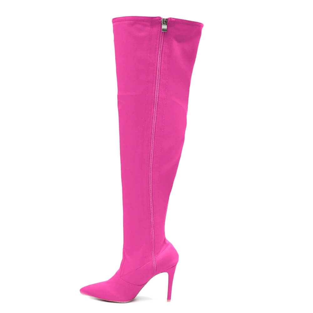 Skye Size Inclusive - Hot Pink Lycra - Street Sole - Thigh Variant Four