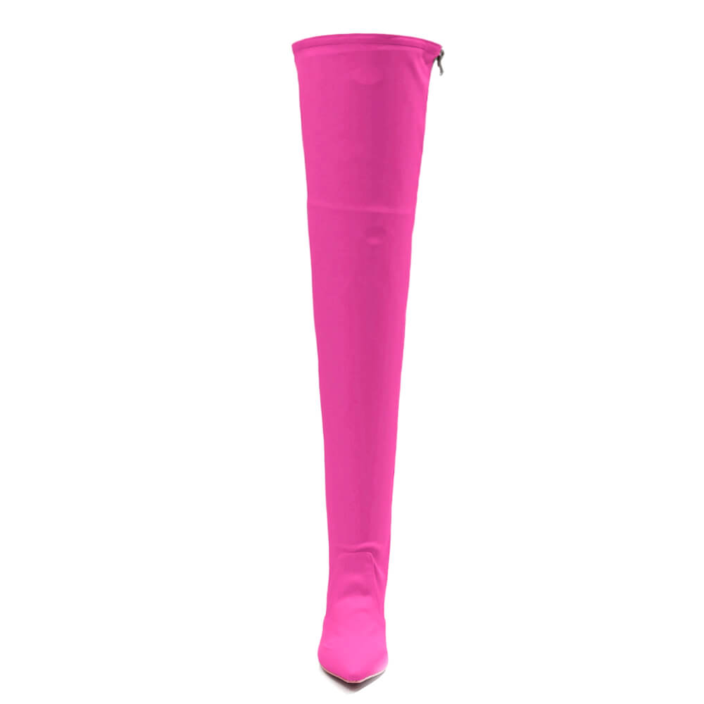 Skye Size Inclusive - Hot Pink Lycra - Street Sole - Thigh Variant Four