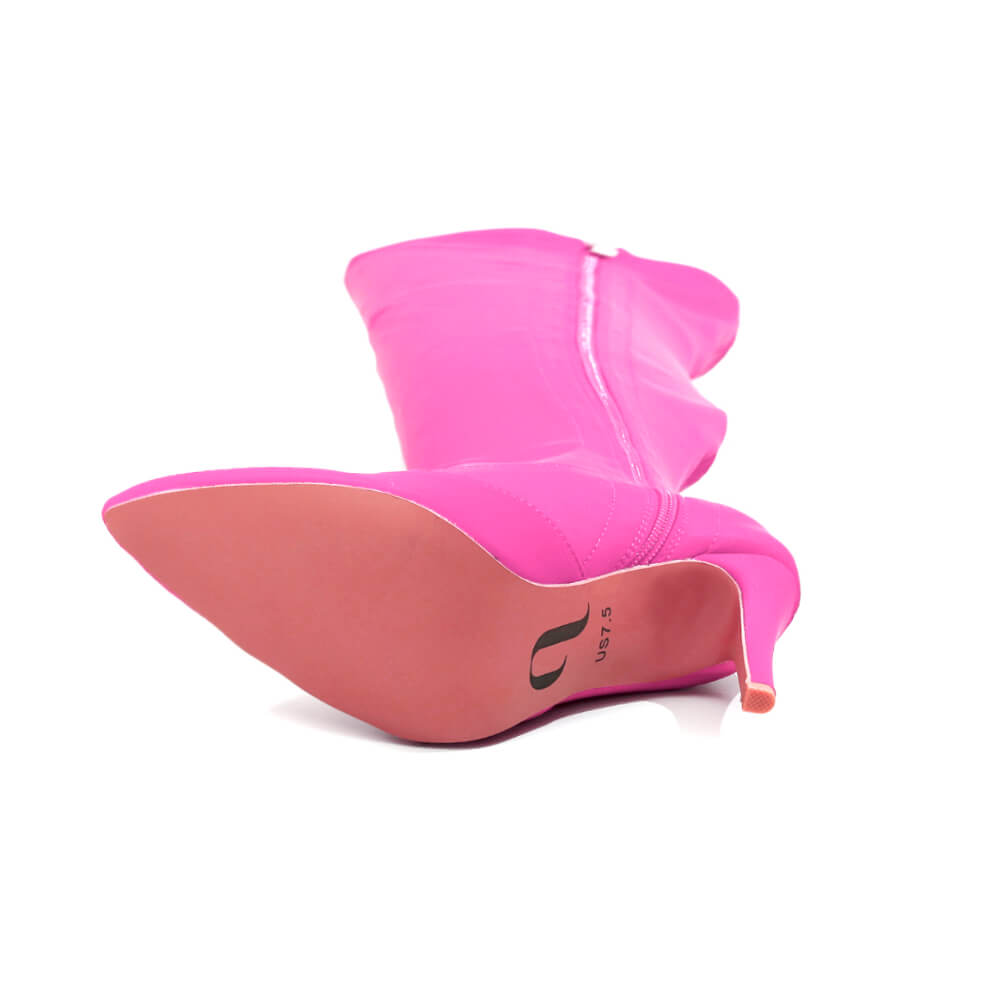 Skye Size Inclusive - Hot Pink Lycra - Street Sole - Thigh Variant Four