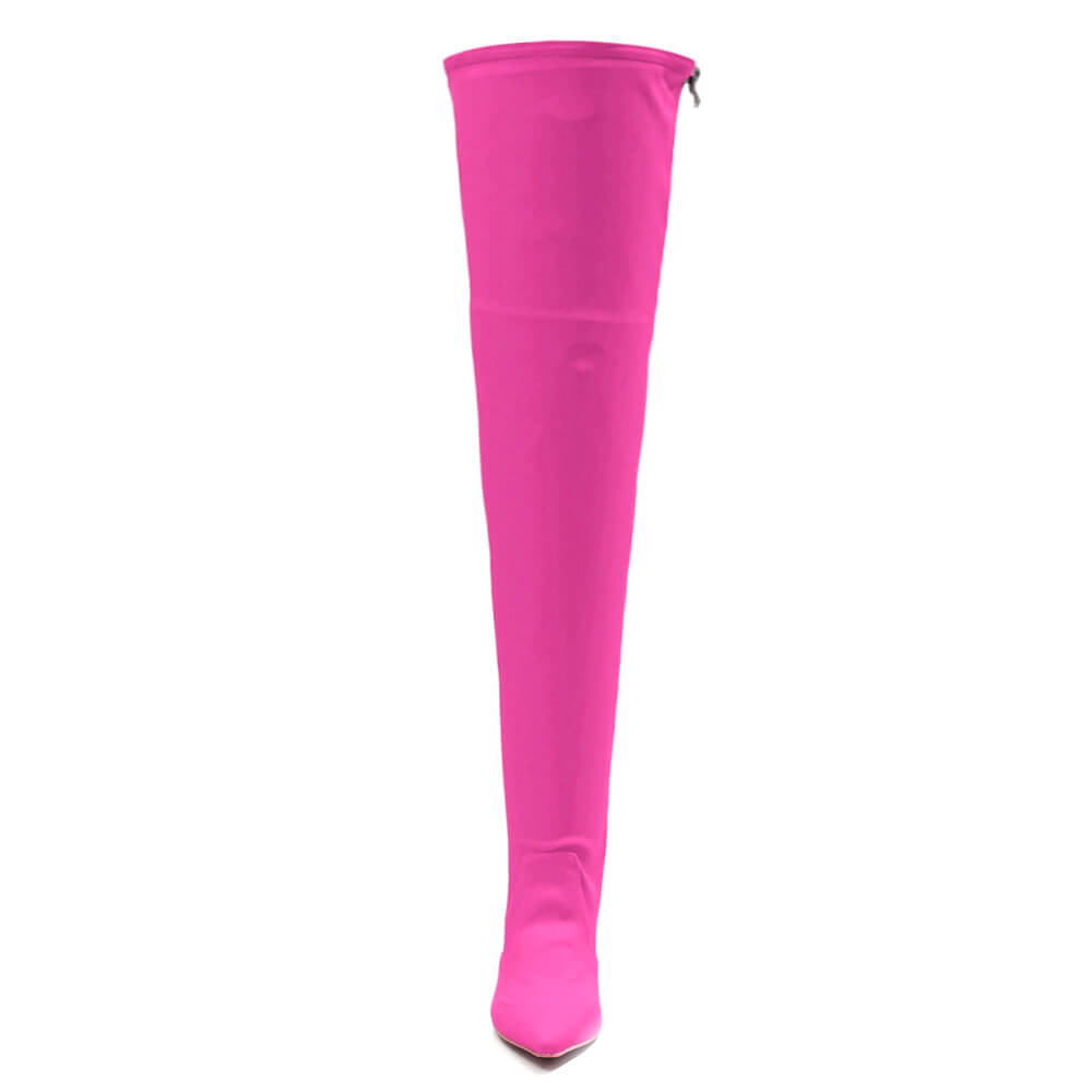 Skye Size Inclusive - Hot Pink Lycra - Street Sole - Thigh Variant Five