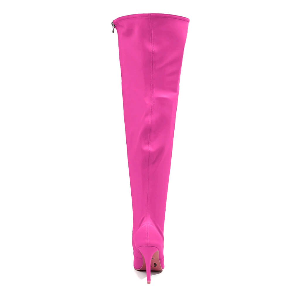 Skye Size Inclusive - Hot Pink Lycra - Street Sole - Thigh Variant Five